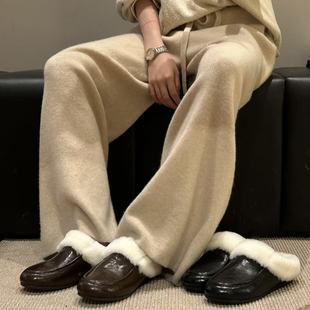 H55女鞋凯利安25冬季新款羊毛休闲包头懒人棉里拖鞋安思丽穆勒鞋