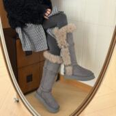 长筒厚底拼接毛毛保暖高筒雪地靴 芬兰雪霁新款 现货 H55女鞋