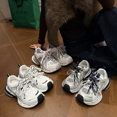 H55女鞋小怪兽2026春季新款休闲拼色增高银色圆头厚底百搭老爹鞋