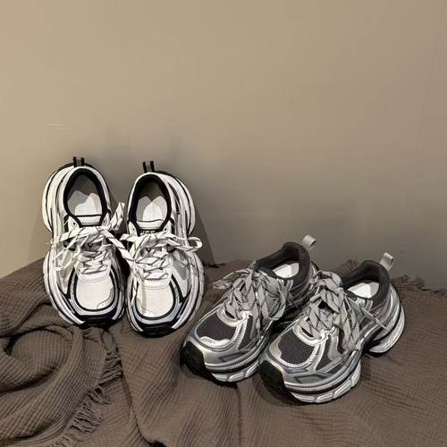 H55女鞋8cm巨增高2025新款叠叠乐2.0做旧休闲百搭厚底球型老爹鞋