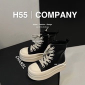 厚底增高百搭小个子街拍大头潮鞋 H55女鞋 无界5cm哥特系高低帮板鞋