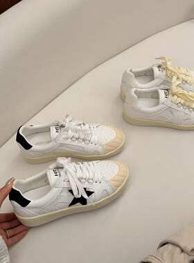 H55女鞋千禧Z世代2026春季新款复古休闲板鞋经典百搭奶黄包星星鞋