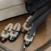 现货 H55女鞋 低像素2025冬季 仓库古早千金感浅口皮鞋 玛丽珍