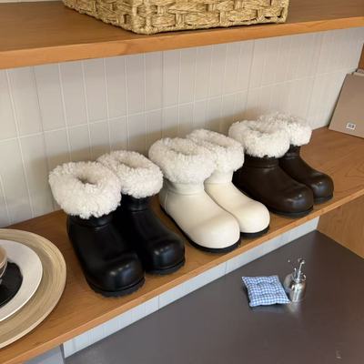 H55女鞋雪国巴士2025冬季新款厚底保暖时尚百搭加绒增高雪地靴