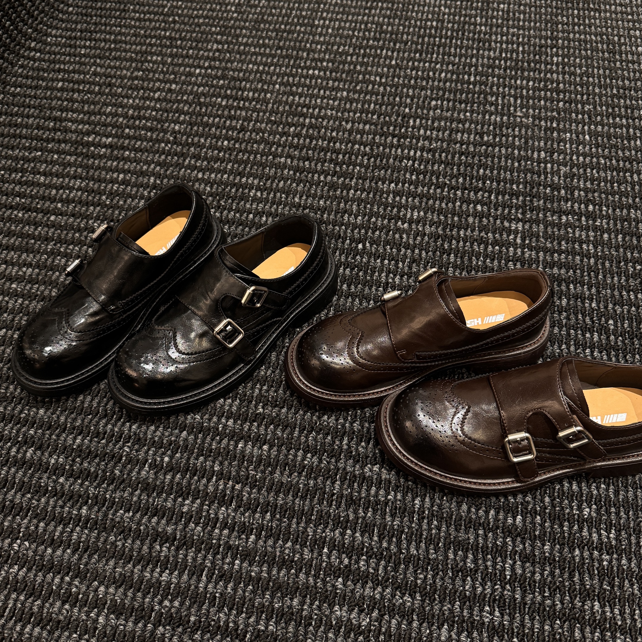 H55女鞋牛津艺术生2025新款巴洛克雕花英伦风复古圆头孟克鞋皮鞋