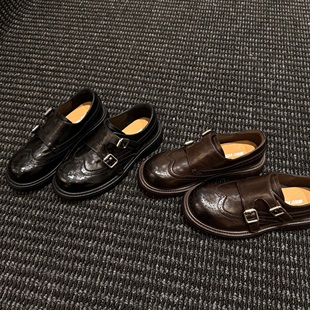 H55女鞋牛津艺术生2026新款巴洛克雕花英伦风复古圆头孟克鞋皮鞋