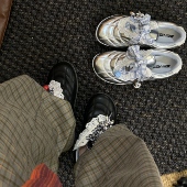 流动风薄底挂坠拼接蕾丝花边休闲运动德训鞋 H55女鞋 BellaGirl多元