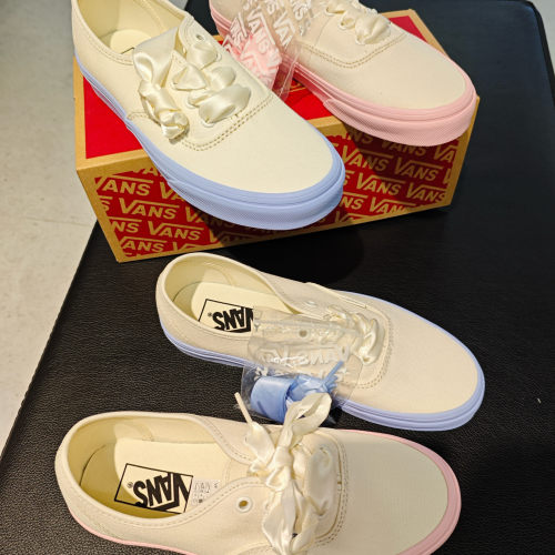 范斯vans authentic粉蓝丝绸夏季小白鞋帆布鞋低帮VN0009PVCY7
