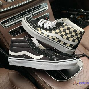 范斯VANS SK8 MID黑白经典款中帮滑板鞋帆布男女情侣VN0A391F6BT
