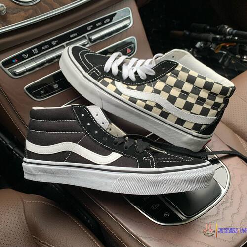 范斯VANS SK8 MID黑白经典款中帮滑板鞋帆布男女情侣VN0A391F6BT