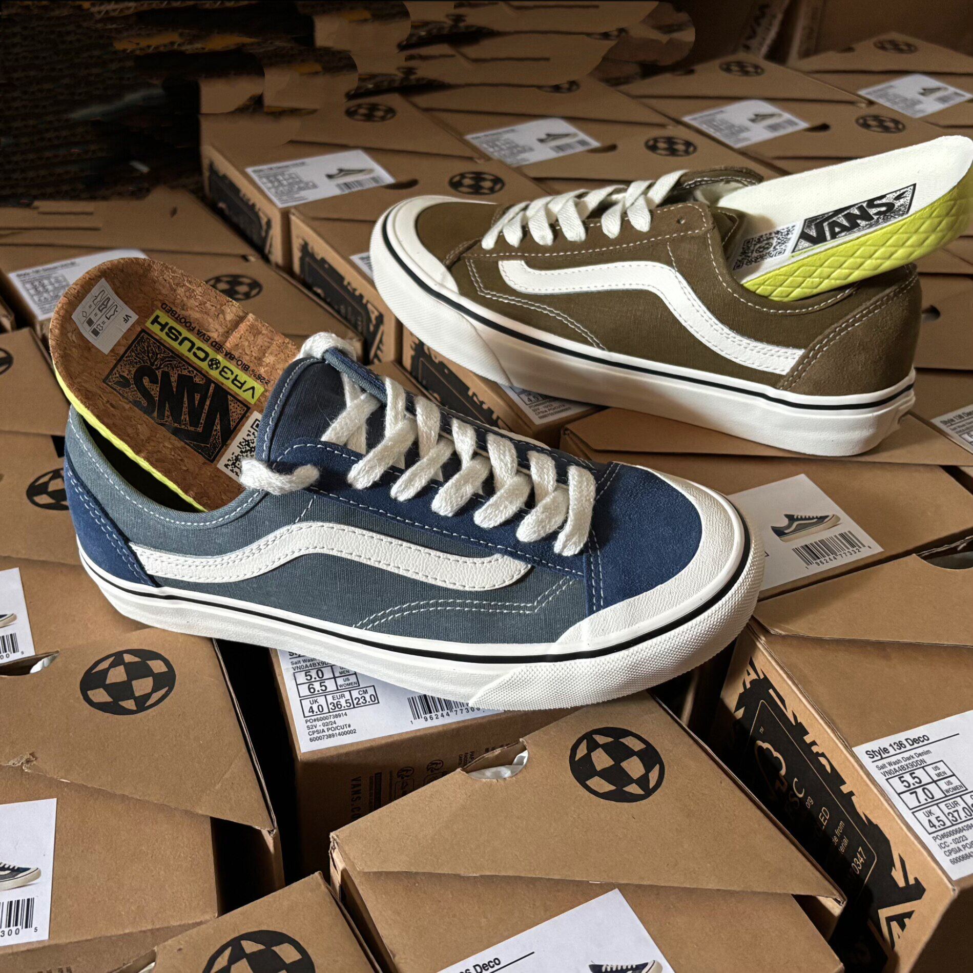 范斯vans style 136 vr3 sf低帮蓝白帆布鞋小地球板鞋VN0A4BX9DDN