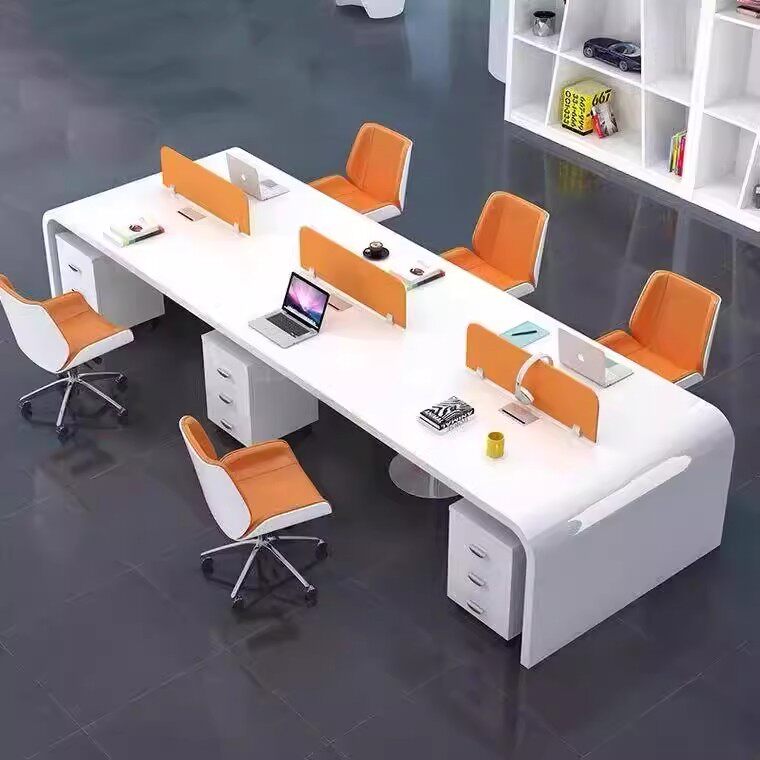 烤漆职员办公桌简约现代员工位2/4/6屏风卡座四人工作位组合桌椅