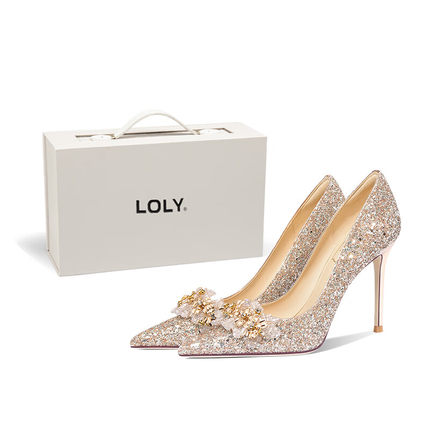 LOLY【风吟竹语】法式绝美婚鞋女新娘鞋水晶蝴蝶结高跟鞋平时可穿