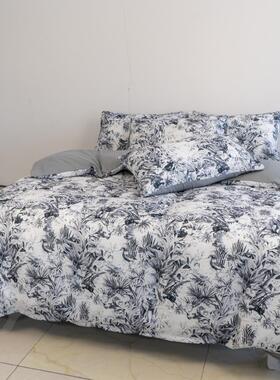 品牌尾单数码有氧棉四件套个性卧室床品黑白色纯棉被套七pi狼