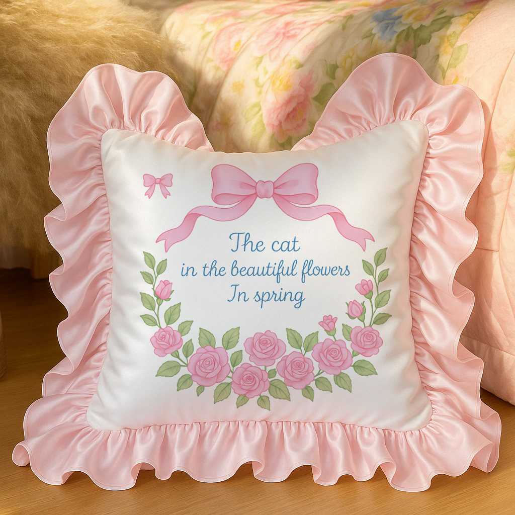 浪漫玫瑰冰丝抱枕套靠垫芯柔粉荷叶边装饰温馨家居水洗真丝少女心,居家布艺,靠垫/抱枕,淘宝优惠券,粉丝福利购,淘宝优惠卷