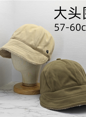 大码帽子加大头围鸭舌帽宽松保暖帽秋冬季防风瘦脸显脸小