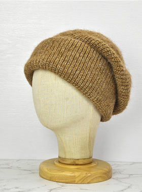 ins毛线帽子秋冬季保暖护耳针织帽韩版宽松大头围网红堆堆帽冷帽