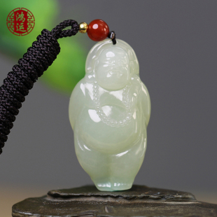 新疆和田玉佛吊坠 弥勒佛玉佩项链晴水女士挂件 天然玉石大肚佛
