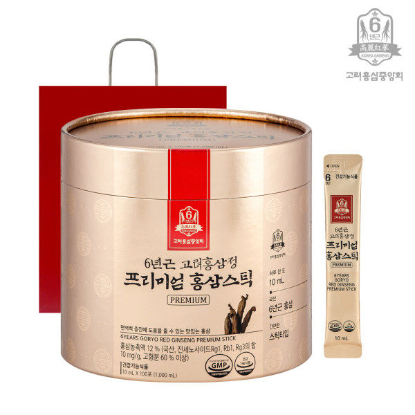 韩国直邮高丽红参中央会6年根高级premium红参液10ml*100袋中老年