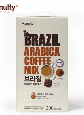 韩国直邮mcnulty巴西阿拉比卡混合速溶咖啡三合一12g*200条冲饮
