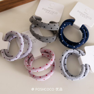 2根装 外贸品质高弹力点点提花高弹力柔软加粗发圈皮筋高马尾头绳