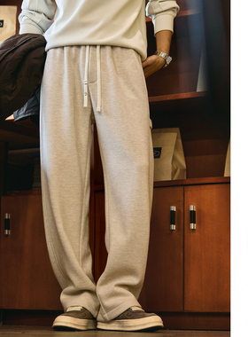 470g重磅加绒直筒休闲裤男2025冬季新款宽松加厚保暖卫裤运动长裤