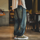 新款 莱赛尔宽松大码 直筒裤 美式 长裤 男春季 子男款 潮 复古水洗牛仔裤