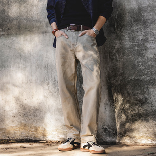 宽松水洗纯棉休闲长裤 美式 新款 男2026春季 复古阿美咔叽直筒牛仔裤