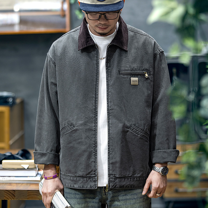 秋季新款复古夹克男潮牌美式宽松休闲上衣男士大码纯棉工装外套潮,男装,夹克,淘宝优惠券,粉丝福利购,淘宝优惠卷
