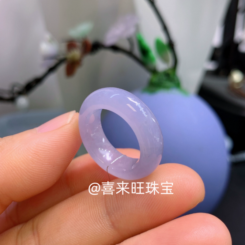 冰种紫罗兰淡紫浅紫玉石戒指指环