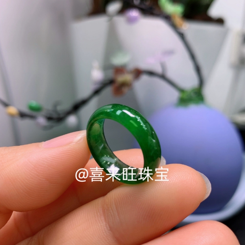 冰种祖母绿满绿辣绿玉石戒指指环