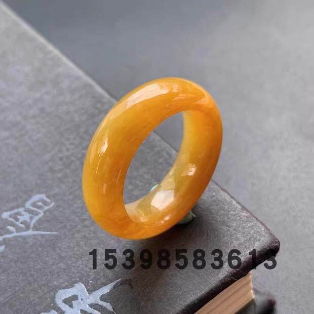 缅甸翡翠玉戒指冰种黄翡橙黄指环男女款玉石戒圈素圈戒指手饰珠宝