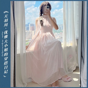 天羽川女气质无袖收腰连衣裙法式气质高端精致长裙子小众设计新款
