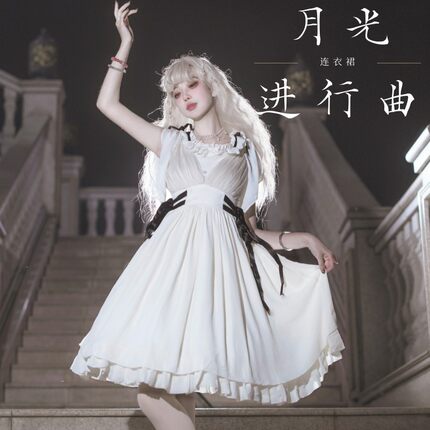 天羽川月光进行曲连衣裙秋季夏轻洋装Lolita女优雅裙子设计感小众