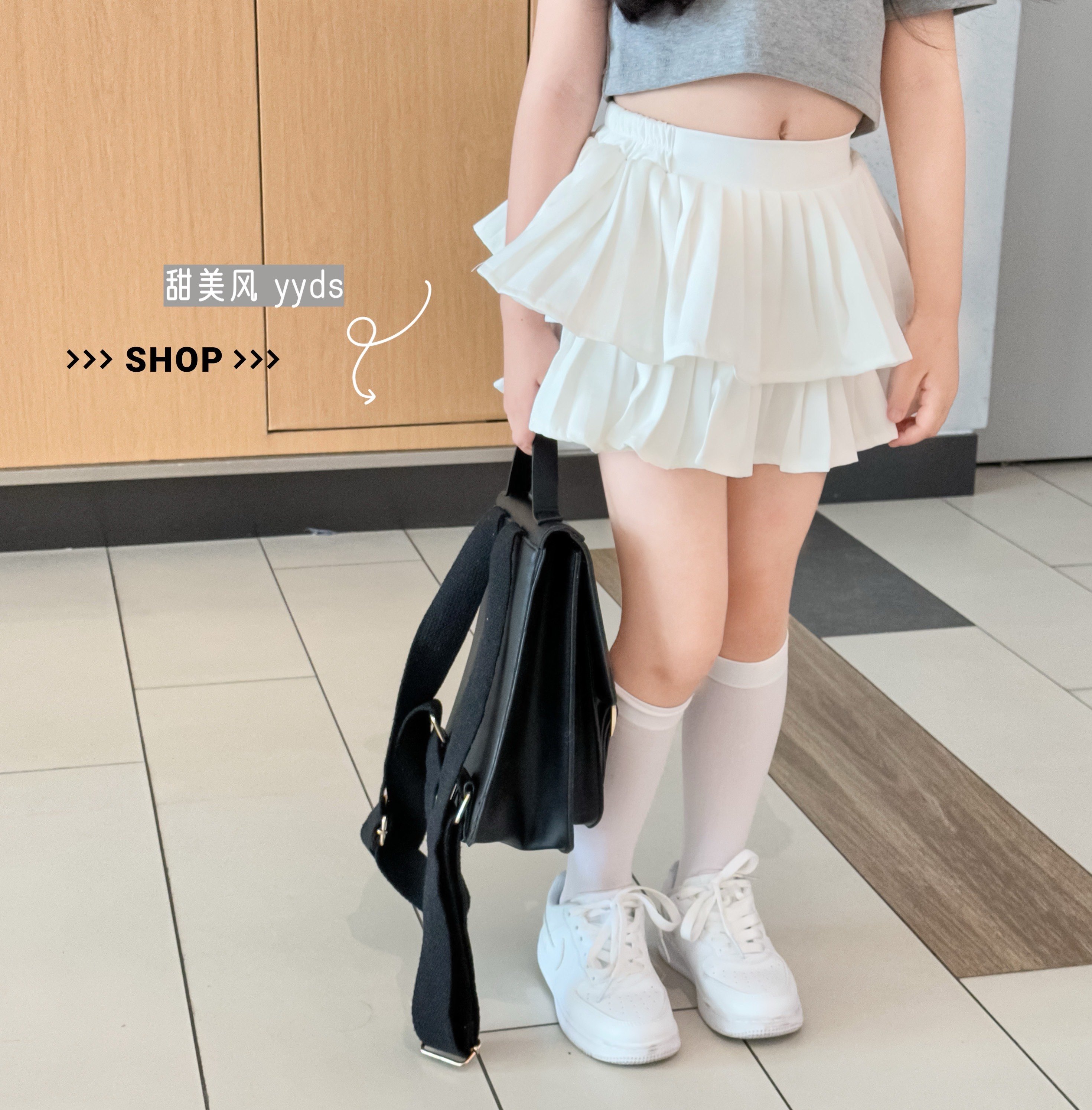 Pi dan baby2023夏款甜美风女童百褶裙半身裙子蓬蓬蛋糕裙超短裙