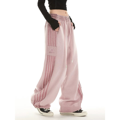 美式ins高街显瘦阔腿卫裤女