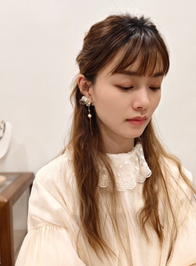 客订日本大人气小众设计师手作日代款贝壳不对称串珠流苏款耳饰