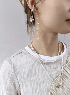 kari show手作日系ins风日本小众高级感气质流苏耳骨夹闪灵钻耳饰