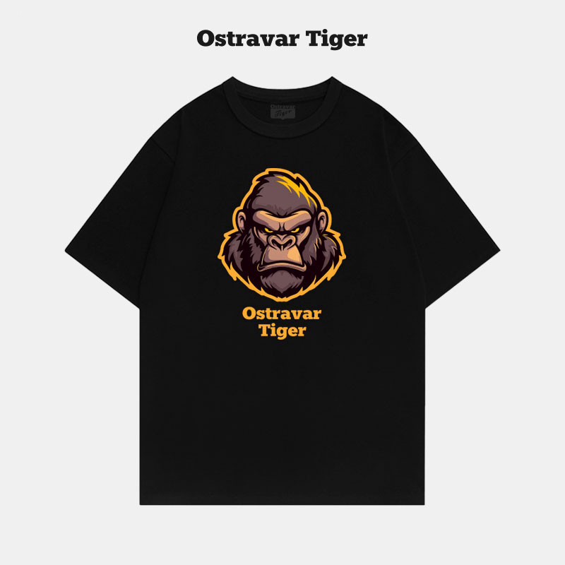 专柜新品Ostravar Tiger潮牌纯棉宽松美式卡通印花短袖t恤男女款
