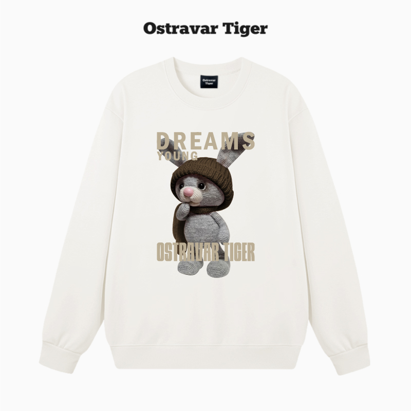 专柜新款 Ostravar Tiger美式2025秋冬情侣圆领无帽男女卫衣外套