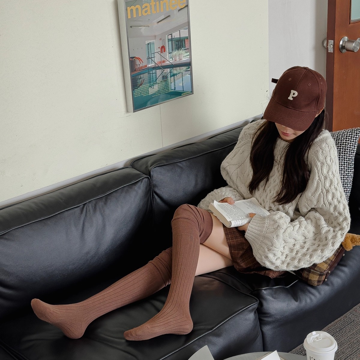 3双美拉德咖啡棕色过膝袜