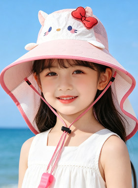 夏季儿童卡通透气防晒披肩帽