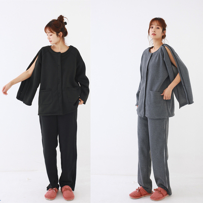 加薄绒老人瘫痪卧床病号服套装腿伤骨折护理长裤方便穿脱透析理疗