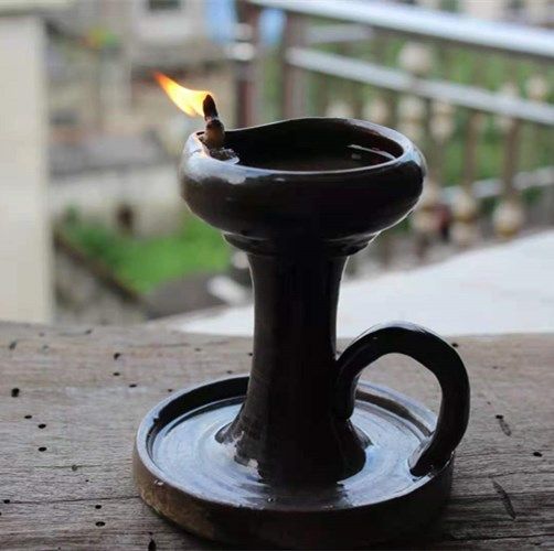 复古风烛台陶瓷香油灯盏老式煤油灯酥油中式摆件茶道禅意影视道具