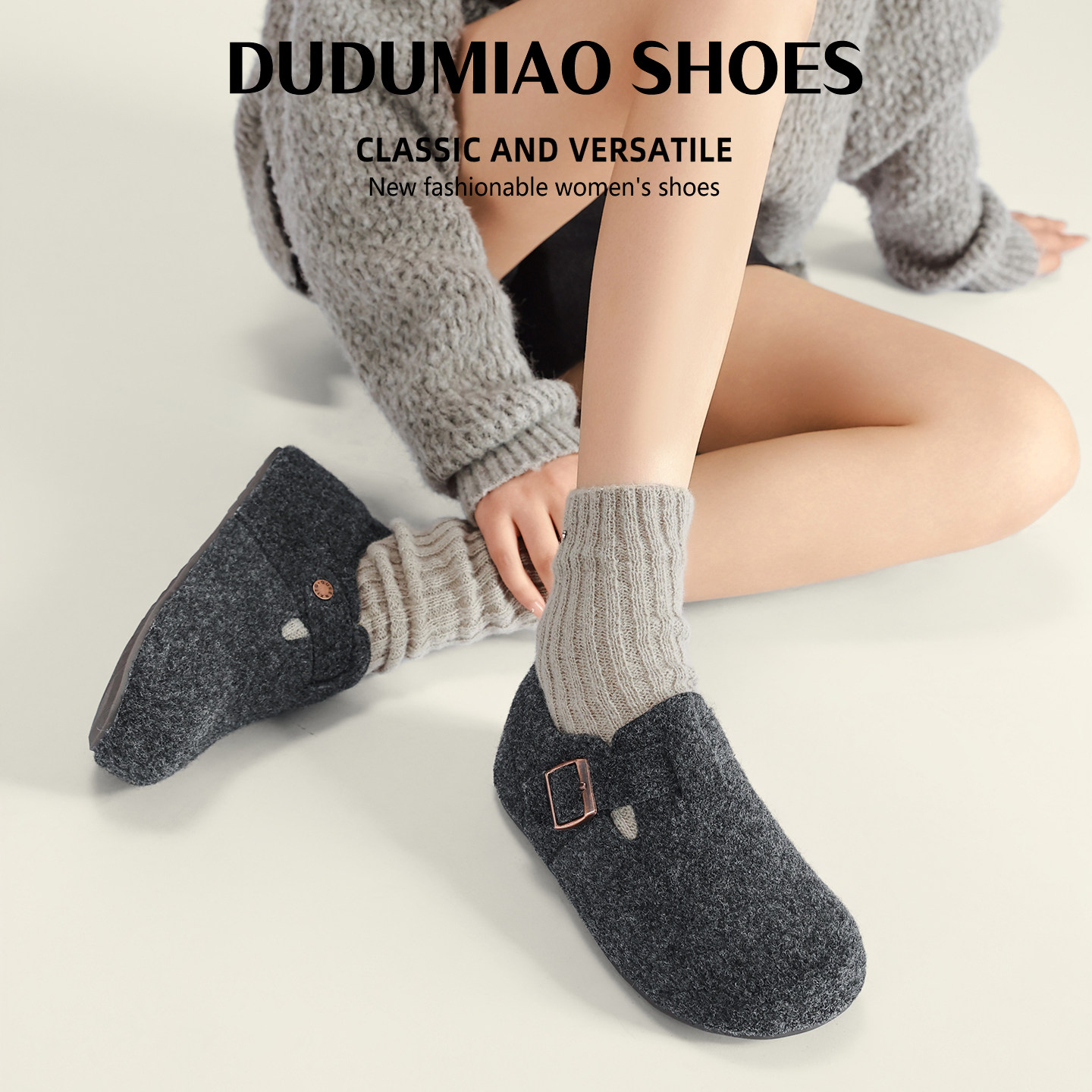 嘟嘟喵保暖加绒内增高勃肯鞋女全包单鞋大头女鞋圆头懒人单鞋,女鞋,勃肯鞋/软木鞋,淘宝优惠券,粉丝福利购,淘宝优惠卷