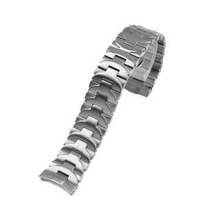 适配沛纳海PAM441 111表带男士钢带弯头不锈钢蝴蝶扣手表链 24MM