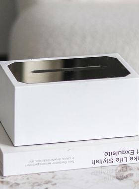 长简约现代属抽纸盒摆件样板酒房店XRF餐厅方形纸巾盒桌面金软装