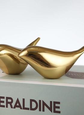 纯铜小鸟摆件意美式样板房客厅几茶摆欧式现代家WS-RY034居设装饰