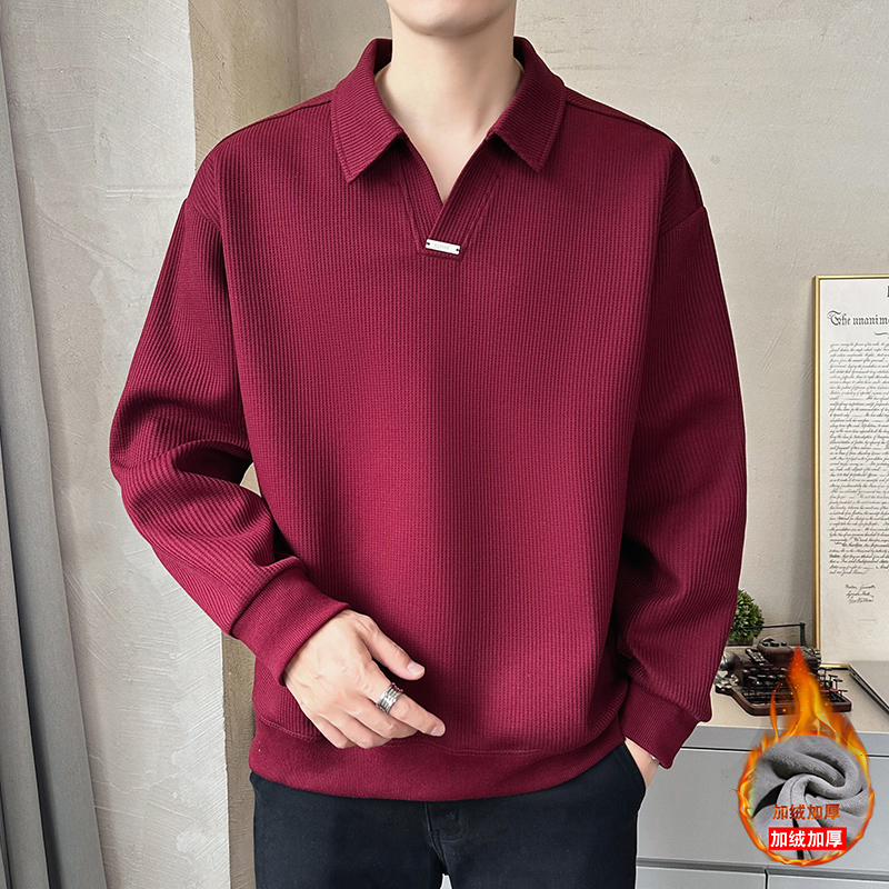 卫衣男春秋季潮牌宽松海鸥领长袖Polo衫男士高级感百搭休闲上衣服