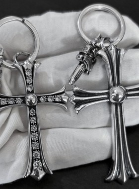 CH克罗伈泰银满钻大号十字架宝剑吊坠欧美朋克男女项链钥匙包挂件